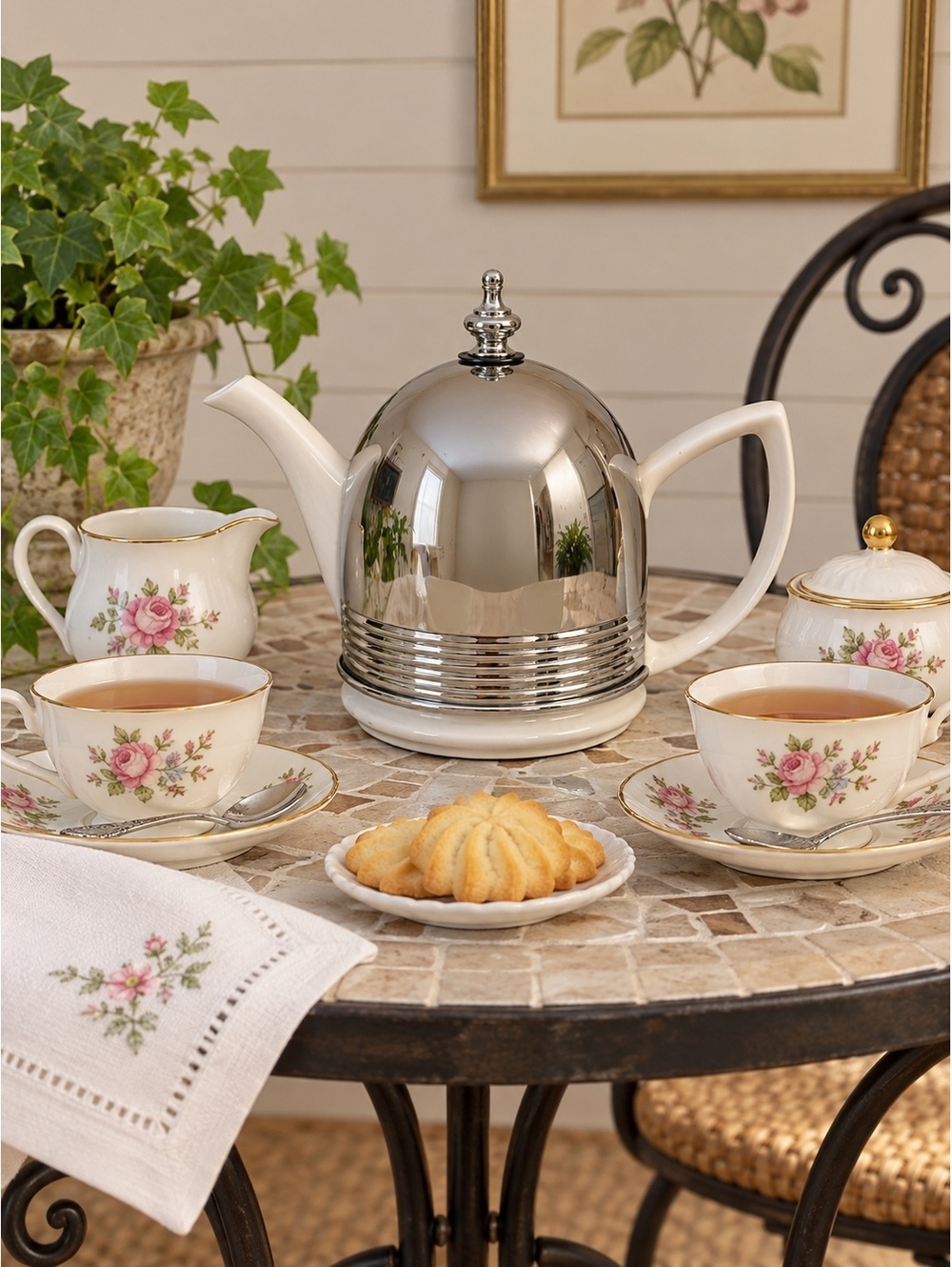 1950’s Cozy 4 Cup Hot Teapot Art Deco Removable Shell Ceramic Forman Family Inc